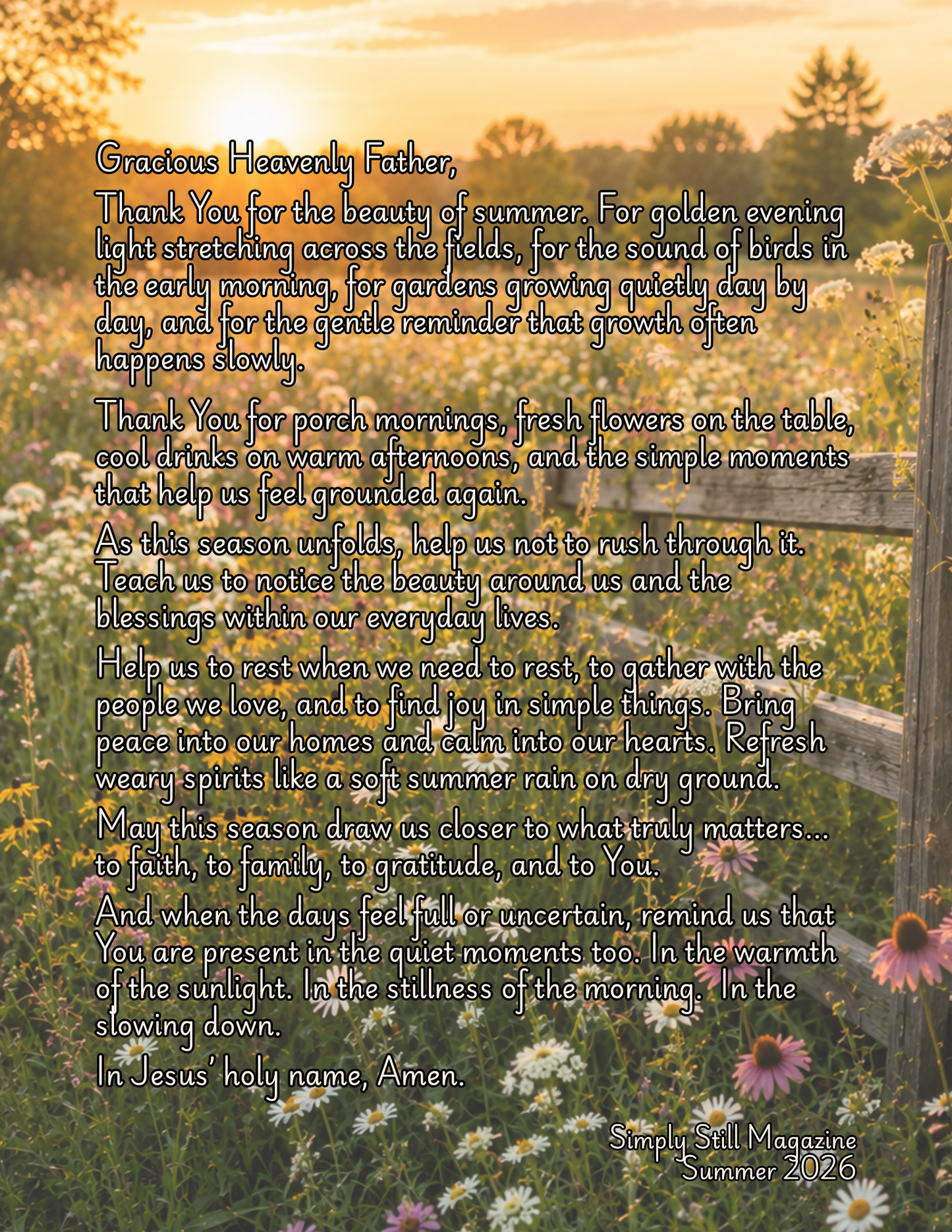 Summer Prayer - Free Printable